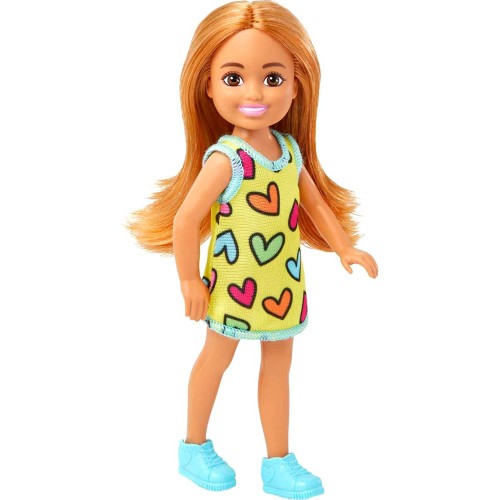 Mattel Barbie Chelsea Doll, Small Doll Wearing Removable Heart-print Dress and Shoes With Blond Ponytail Blue Eyes DWJ33 / HNY57