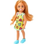 Mattel Barbie Chelsea Doll, Small Doll Wearing Removable Heart-print Dress and Shoes With Blond Ponytail Blue Eyes DWJ33 / HNY57