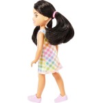 Mattel Barbie Chelsea Doll, Small Doll With Black Hair in Pigtails and Brown Eyes Wearing Removable Plaid Dress Pink Shoes DWJ33