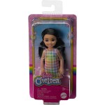 Mattel Barbie Chelsea Doll, Small Doll With Black Hair in Pigtails and Brown Eyes Wearing Removable Plaid Dress Pink Shoes DWJ33