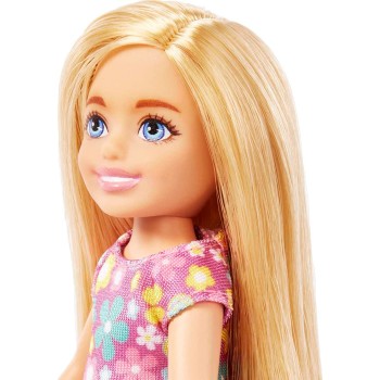 Mattel Κούκλα Barbie Chelsea, Μικρή Με Μακριά Ξανθά Μαλλιά Και Μπλε Μάτια Που Φοράει Αφαιρούμενο Φόρεμα Μωβ Λουλούδια DWJ33 / HK