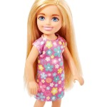 Mattel Barbie Chelsea Doll, Small Doll With Long Blonde Hair and Blue Eyes Wearing Removable Purple Flowered Dress Yellow Shoes 