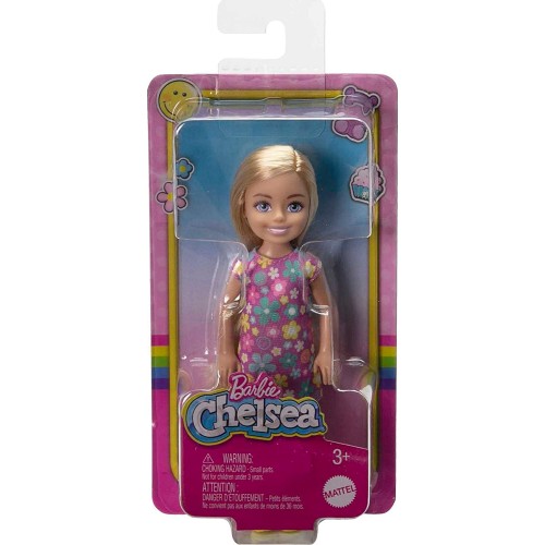 Mattel Κούκλα Barbie Chelsea, Μικρή Με Μακριά Ξανθά Μαλλιά Και Μπλε Μάτια Που Φοράει Αφαιρούμενο Φόρεμα Μωβ Λουλούδια DWJ33 / HK
