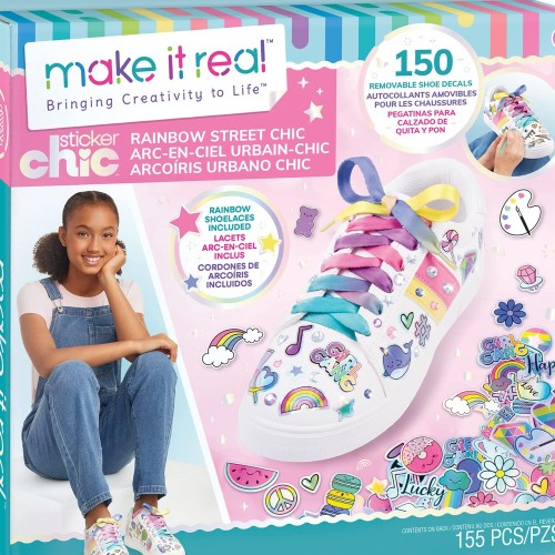 Make It Real Sticker Chic Rainbow Street Chic - 150 Decorative Stickers, Removable Shoe Decals, Includes Shoelaces 1324 69592901