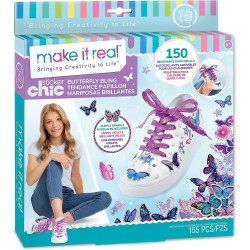 Make It Real Sticker Chic Butterfly Bling - 150 Decorative Stickers, Removable Shoe Decals, Includes Shoelaces, Temporary Shoe  