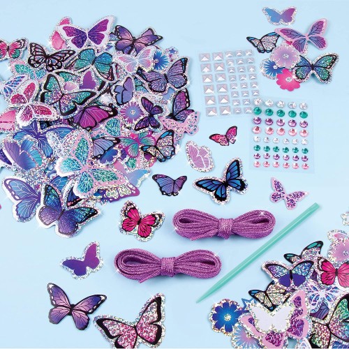 Make It Real Sticker Chic Butterfly Bling - 150 Decorative Stickers, Removable Shoe Decals, Includes Shoelaces, Temporary Shoe  