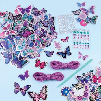 Make It Real Sticker Chic Butterfly Bling - 150 Decorative Stickers, Removable Shoe Decals, Includes Shoelaces, Temporary Shoe  