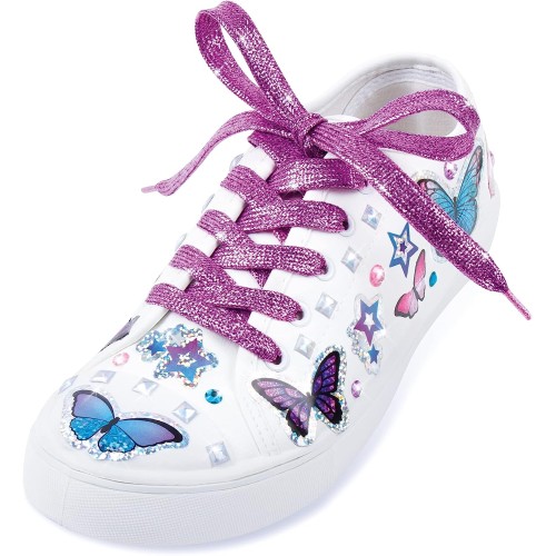 Make It Real Sticker Chic Butterfly Bling - 150 Decorative Stickers, Removable Shoe Decals, Includes Shoelaces, Temporary Shoe  