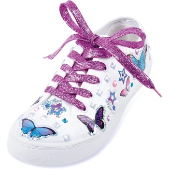 Make It Real Sticker Chic Butterfly Bling - 150 Decorative Stickers, Removable Shoe Decals, Includes Shoelaces, Temporary Shoe  