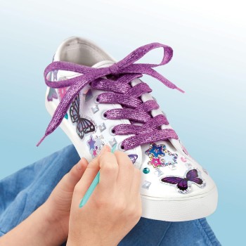 Make It Real Sticker Chic Butterfly Bling - 150 Decorative Stickers, Removable Shoe Decals, Includes Shoelaces, Temporary Shoe  
