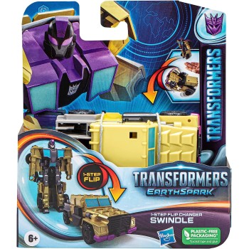 Hasbro Transformers Toys Earthspark 1-Step Flip Changer Swindle 4-Inch Action Figure, Robot For Ages 6 And Up F6229 / F6719 5010