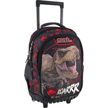 Diakakis imports Primary School Jurassic T-Rex Roarrr Trolley Bag 3 Compartments 000570899 5205698587726