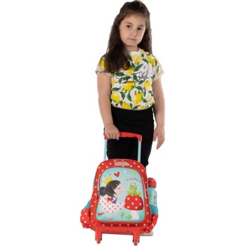 Diakakis imports Princess With Frog 3D Soft Toddler Trolley School Bag 2 Compartments 000585000 5205698599514