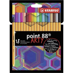 Stabilo Fineliner Point 88 - Arty - Pack Of 18 - Assorted Colours 128088180 4006381557450
