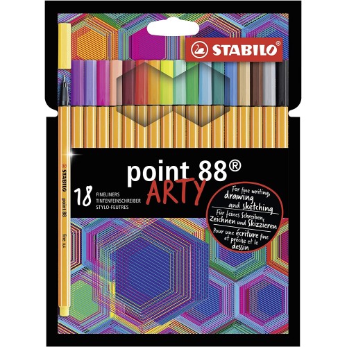 Stabilo Fineliner Point 88 - Arty - Pack Of 18 - Assorted Colours 128088180 4006381557450