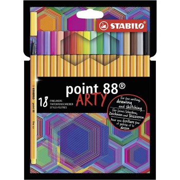 Stabilo Fineliner Point 88 - Arty - Pack Of 18 - Assorted Colours 128088180 4006381557450