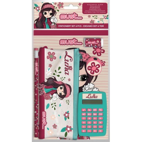 Diakakis imports Stationery Set With Calculator 6Pcs  Girl 000585162 5205698608216