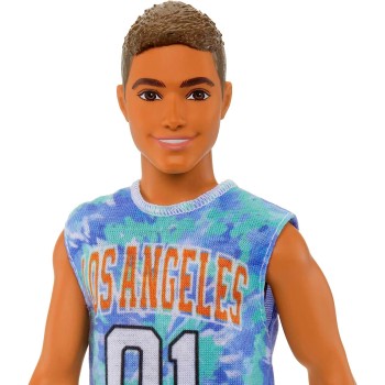 Mattel Barbie Fashionistas Ken Fashion Doll 212 With Prosthetic Leg, Los Angeles Jersey, Purple Shorts And Sneakers DWK44 / HJT1