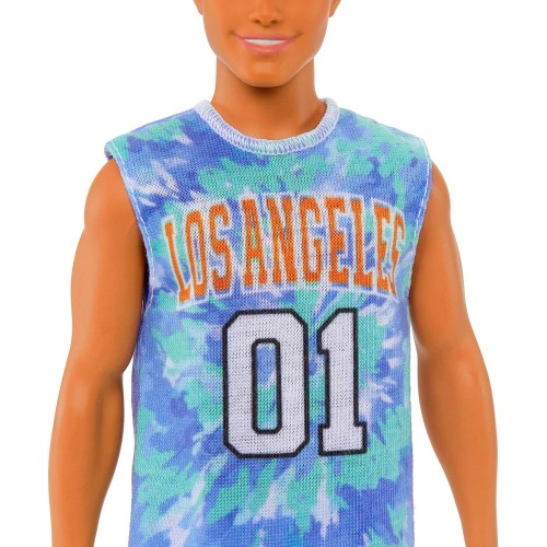 Mattel Barbie Fashionistas Ken Fashion Doll 212 With Prosthetic Leg, Los Angeles Jersey, Purple Shorts And Sneakers DWK44 / HJT1