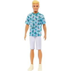 Mattel Barbie Fashionistas Ken Fashion Doll 211 Blue Cactus Tee, White Shorts And Sneakers DWK44 / HJT10 194735094059