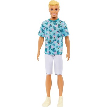 Mattel Barbie Fashionistas Ken Fashion Doll 211 Blue Cactus Tee, White Shorts And Sneakers DWK44 / HJT10 194735094059