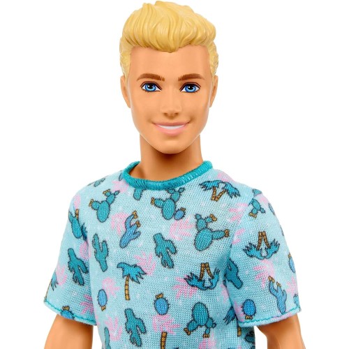 Mattel Barbie Fashionistas Ken Fashion Κούκλα 211 Ξανθά Μαλλιά , Blue Cactus Tee, White Shorts And Sneakers DWK44 / HJT10 194735
