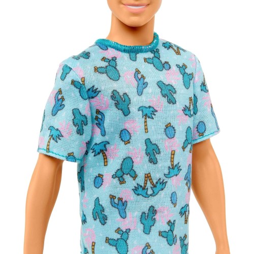 Mattel Barbie Fashionistas Ken Fashion Doll 211 Blue Cactus Tee, White Shorts And Sneakers DWK44 / HJT10 194735094059