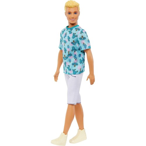 Mattel Barbie Fashionistas Ken Fashion Doll 211 Blue Cactus Tee, White Shorts And Sneakers DWK44 / HJT10 194735094059