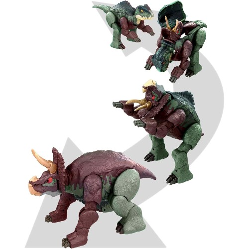 Mattel Jurassic World Transforming Dinosaur Toy, Giganotosaurus To Nasutoceratops, Massive Stretch Fierce Changers HPD33 / HPD34