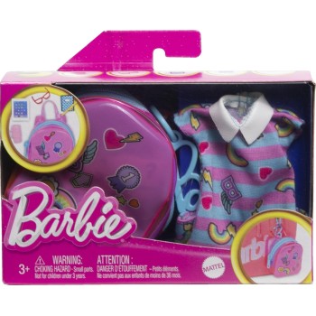 Mattel Deluxe Clip-On Bag With School Outfit And Five Themed Accessories For Barbie Dolls  HJT42 / HJT44 194735094202