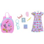 Mattel Deluxe Clip-On Bag With School Outfit And Five Themed Accessories For Barbie Dolls  HJT42 / HJT44 194735094202