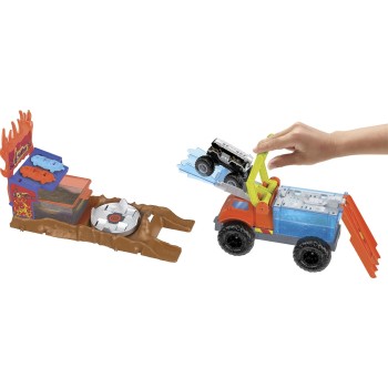 Mattel Hot Wheels Σετ Παιχνιδιού Χρωμοκεραυνών Monster Trucks Με Πυροσβεστικό HPN73 194735164349