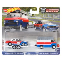 Mattel Hot Wheels 2022 Car Culture Team Transport, 55 70 Rover P6 Group 2 And HW Rally Hauler FLF56 / HKF45 194735102297