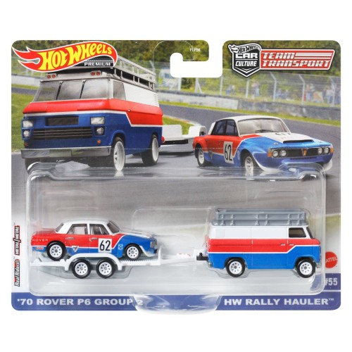 Mattel Hot Wheels 2022 Car Culture Team Transport, 55 70 Rover P6 Group 2 And HW Rally Hauler Νταλικα Με Αυτοκινητακι FLF56 / HK