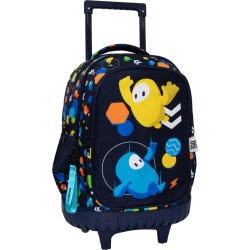 Diakakis imports Fall Guys Blue And Yellow Elementary School Trolley Bag 3 Pouches 000470065 5205698636974