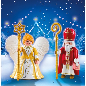 Playmobil Ο Άη Βασίλης Με Τον Άγγελο Των Χριστουγέννων 5592 4008789055927