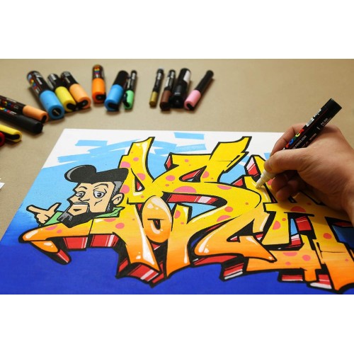 Uni-ball Mitsubishi Pencil Marker Uni Posca Bullet Tip 1.8-2.5 Mm Line Width Apricot PC-5M-ΒΕΡΥΚΟΚΚΙ 4902778249260