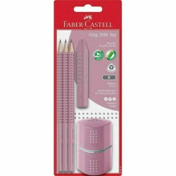 Faber-Castell Set Of 3 Grip Pencils With Eraser And Sharpener Pink 580073 4005405800732