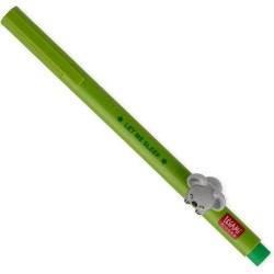 Legami Gel Pen With Decorative Animal, Avoid Rolling, Green Ink, Removable And Recombinable Animal, 0.5 Mm Tip, Koala Theme CPP0