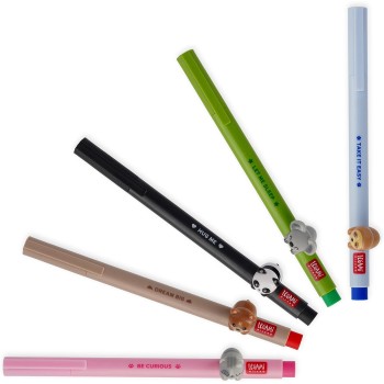 Legami Gel Pen With Decorative Animal, Avoid Rolling, Green Ink, Removable And Recombinable Animal, 0.5 Mm Tip, Koala Theme CPP0