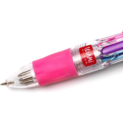 Legami 4 Colors Mini Ballpoint Pen, Mini Magic Rainbow, 2,3X10 Cm, 4 Ink Colors, Green, Blue, Purple, Pink, 1 Mm Tip MRP0001 805