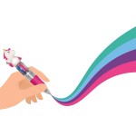 Legami 4 Colors Mini Ballpoint Pen, Mini Magic Rainbow, 2,3X10 Cm, 4 Ink Colors, Green, Blue, Purple, Pink, 1 Mm Tip MRP0001 805