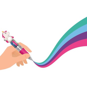 Legami 4 Colors Mini Ballpoint Pen, Mini Magic Rainbow, 2,3X10 Cm, 4 Ink Colors, Green, Blue, Purple, Pink, 1 Mm Tip MRP0001 805
