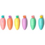 Legami Set Of 6 Mini Highlighters, Carrate Team, Carrot Shaped Highlighters And Erasable Gel Pen, Ball On End To Remove Ink HC00