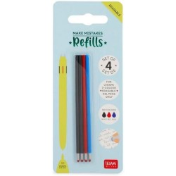 Legami 4 Refills 3-Col. Eras. Gel Pen - Make Mistakes Refills REFTEP0001 8053610785982