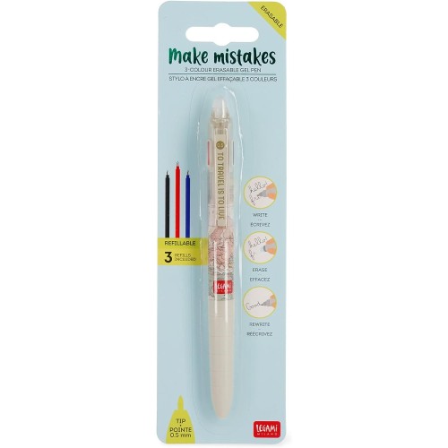 Legami Extinguished Gel Writer, 3 Colors, Re -Fllid, Ergonomic Handle, Diameter 0.5 Mm, Travel Topic TEP0001 8053610785975