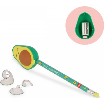 Legami Pencil Sharpener With Eraser - Lets Avocuddle - Avocado PSAVO0001 8053610785852