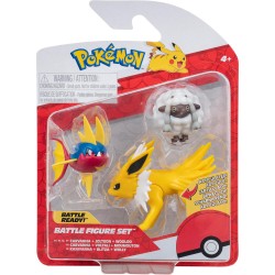 Jazwares Pokemon Figures (2X5cm K 1X7.5Cm) - Wooloo, Carvanha And Jolteon JW095155-W16 / 3 191726481294