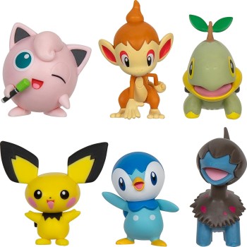 Jazwares Pokemon Figures Pichu, Piplup, Chimchar, Turtwig, Deino And Jigglypuff JW002469-W05 191726481409