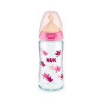 NUK First Choice Plus Temperature Control Anti-Colic Glass Baby Bottle With Rubber Nipple 0-6M 240Ml 1Pc. 10745122 4008600382386